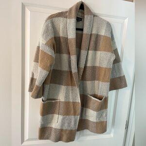 Checkered Open Front Cardigan